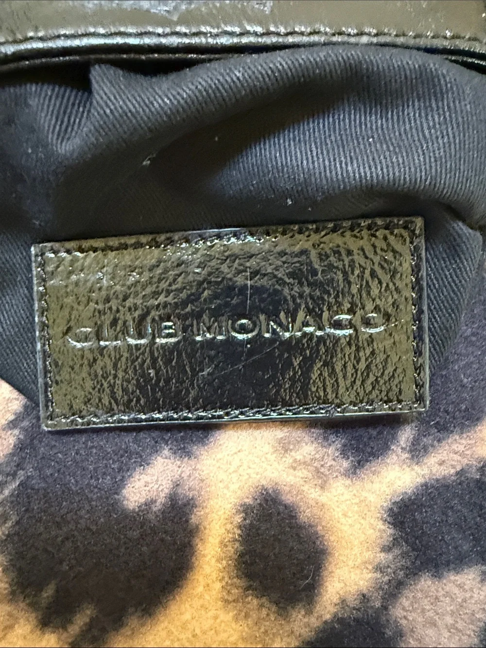 Club Monaco Black Leather Fold-Over Clutch, retro y2k minimalist